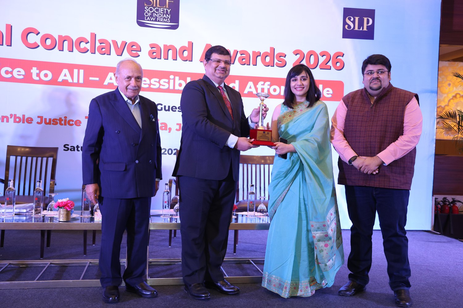 RSD Bajaj Global receiving the Emerging Law Firm of the Year 2026 award at the SILF–SLP Legal Conclave and Awards 2026, New Delhi.